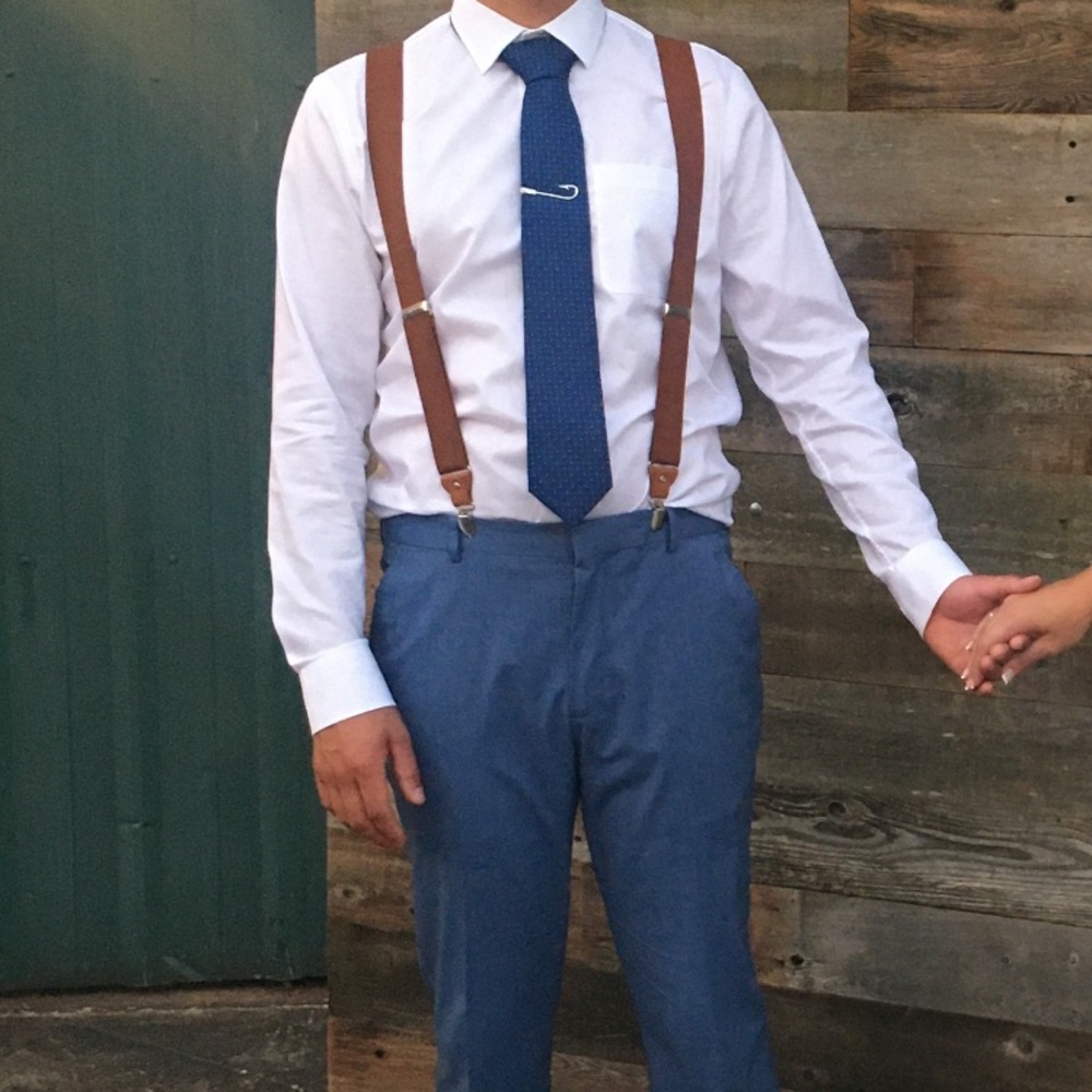 Mens brown suspenders